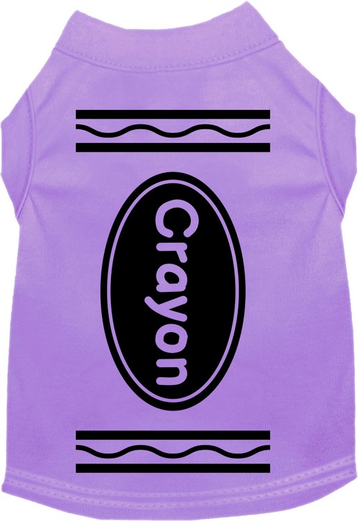 Crayon Costume Screen Print Dog Shirt Lavender Size XS